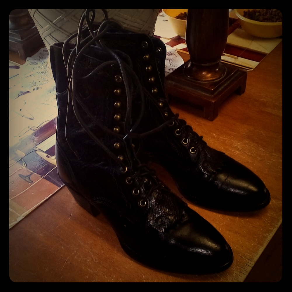 Black Leather Western Boots